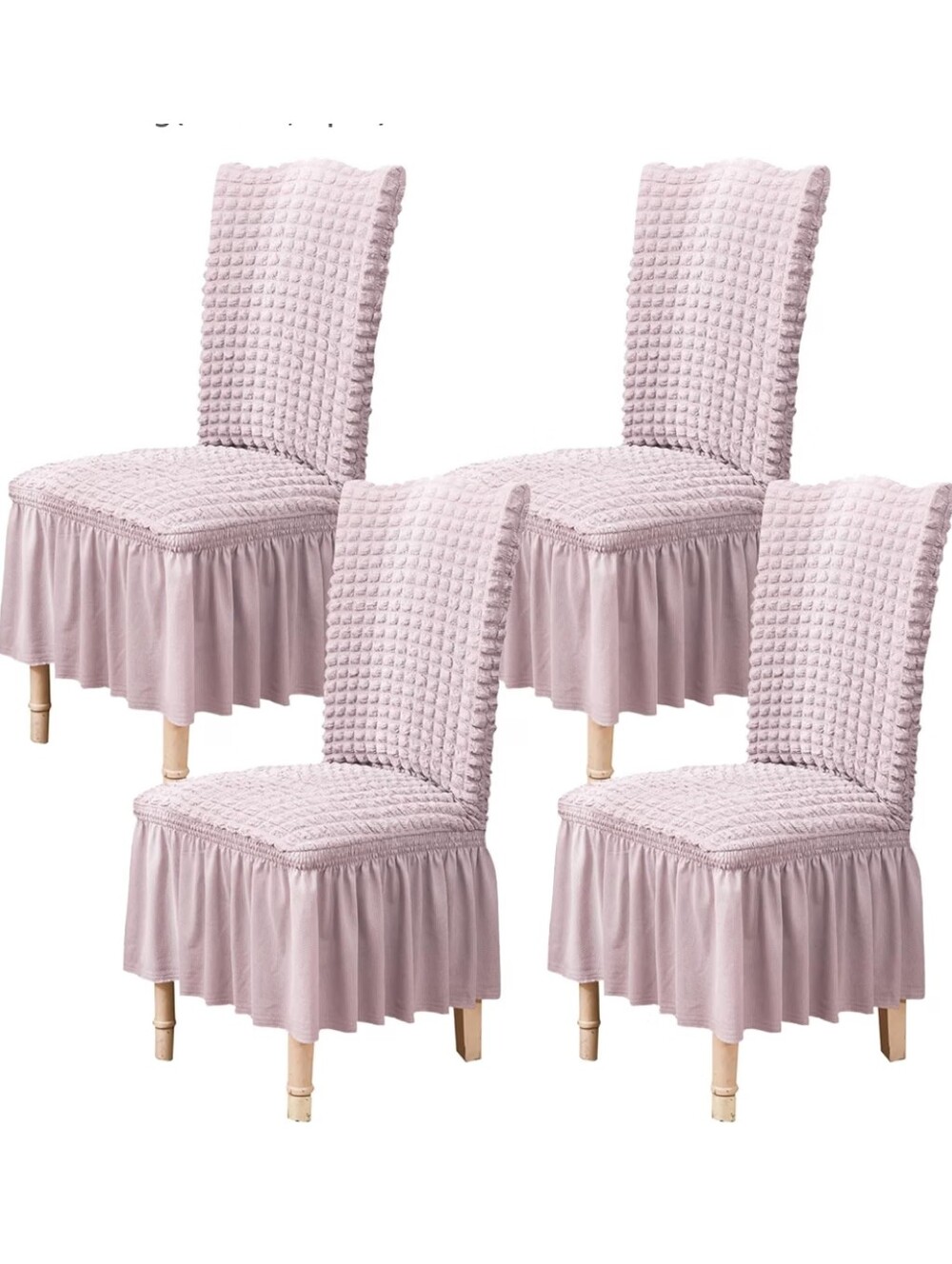 NWT 4pk Seersucker Dining Chair Covers With Skirt Washable In Mauve Blush Pink